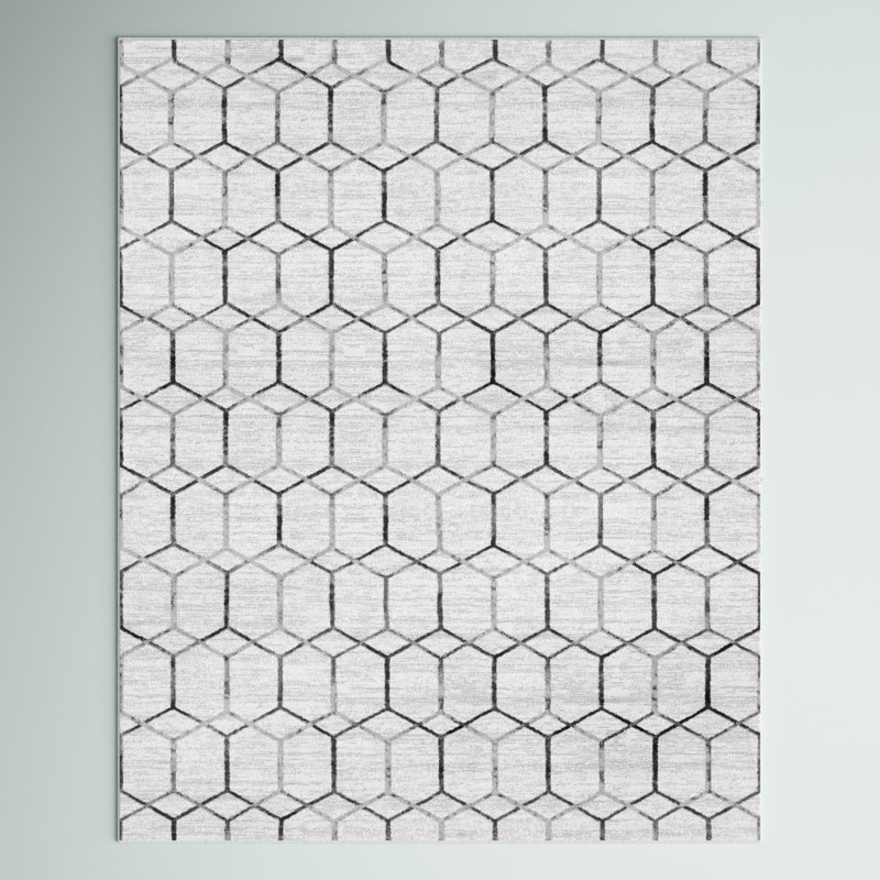 Tapis ivoire / gris Isayana, Rectangle 9 pi 10 po x 14 pi 1 po