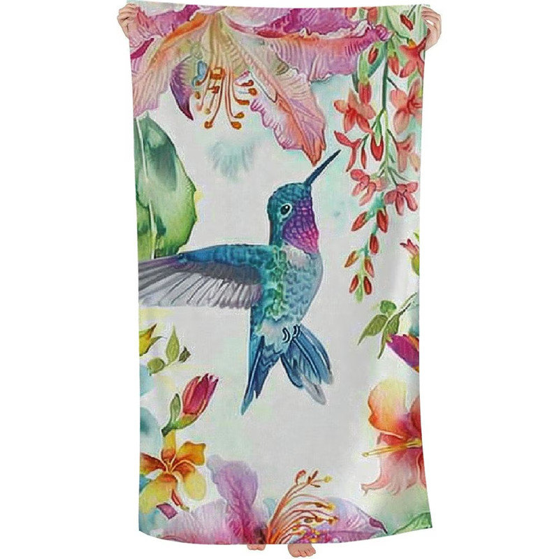 Serviette de plage en microfibre Hummingbird Flower