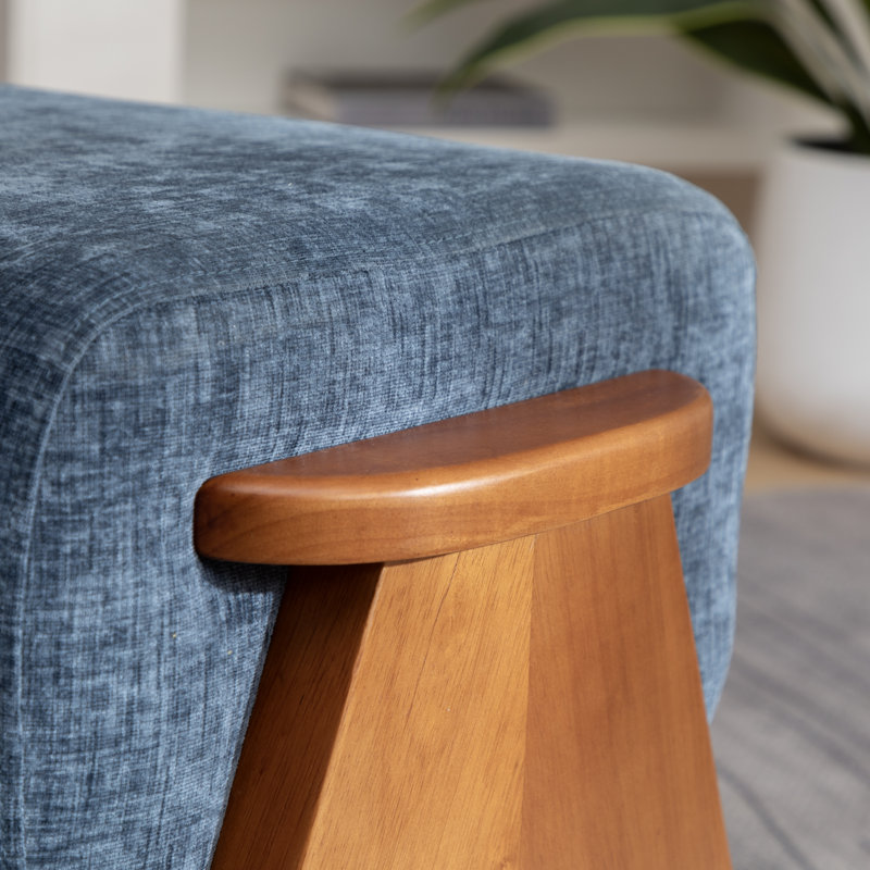 Banc en bois massif multifonctionnel Kyajah, Bleu