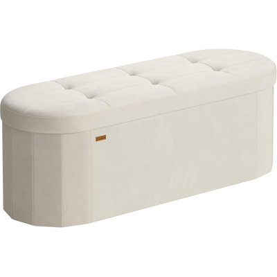 Mazie Collection - Folding Ottoman with Storage, Oval Storage Ottoman Bench, for Living Room