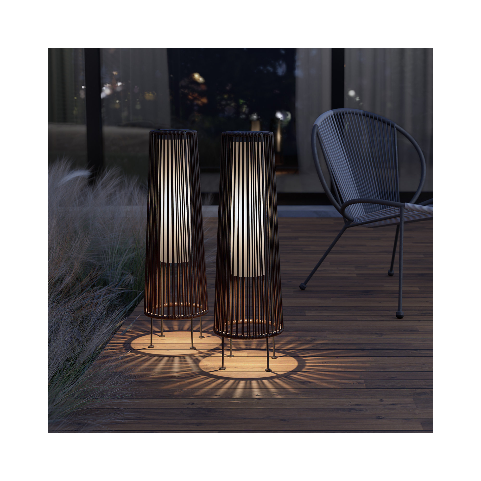GORDES Floor Solar Light, Dark Brown