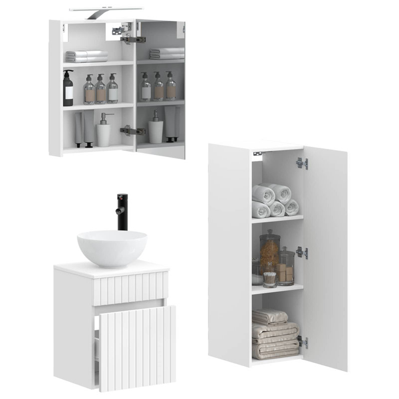 Vanity & Mirror Set, White