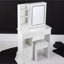 Petit meuble-lavabo de 29,2 po avec tabouret de bureau et tabouret rembourré à gauche 29,5 po, grande commande tactile, interrupteur tricolore, miroir à luminosité réglable, rangement à grande capacité, convient aux petits espaces-218757831