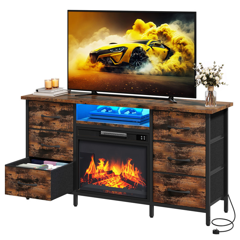Metro Lane 120cm W 6-Drawer TV Stand with 6800BTU electric fire