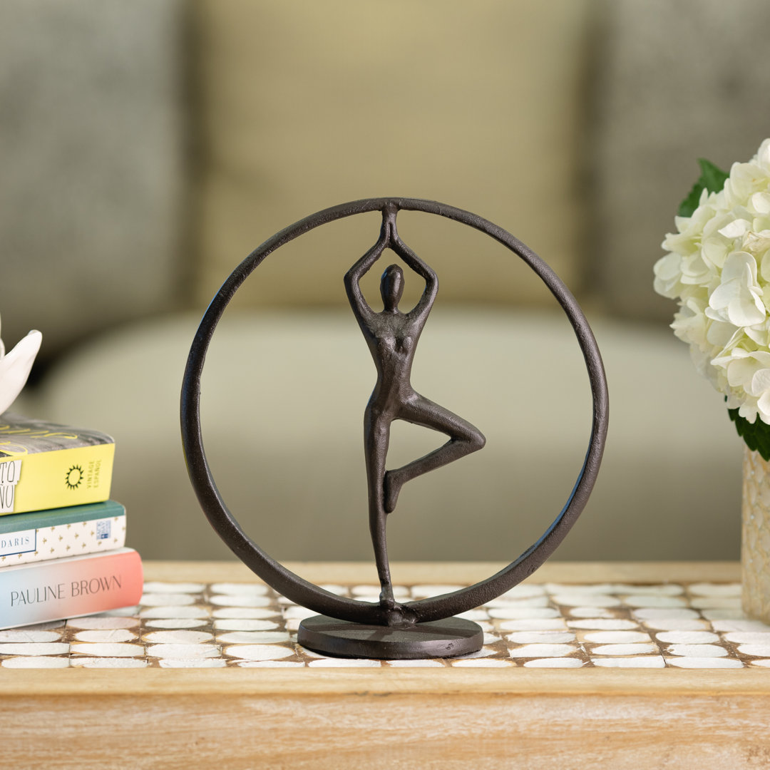 Ogan Abstract Encircled Woman in Yoga Pose Iron Sculpture Ivy Bronx