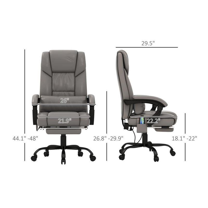 Chaise de bureau à massage à haut dossier et vibration avec télécommande 6 points