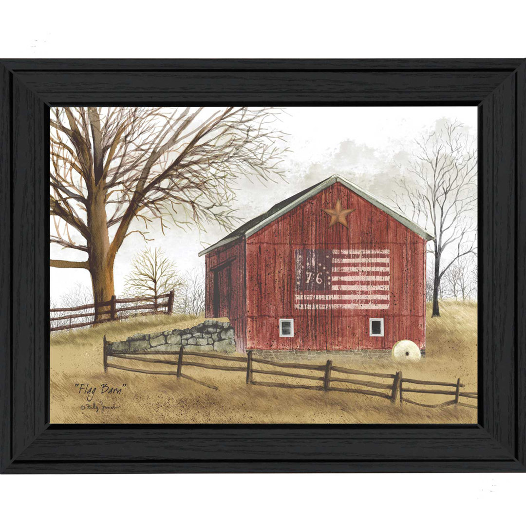 Flag Barn Framed Wall Art for Living Room, Home Wall Decor Framed Print by Billy Jacobs August Grove® 