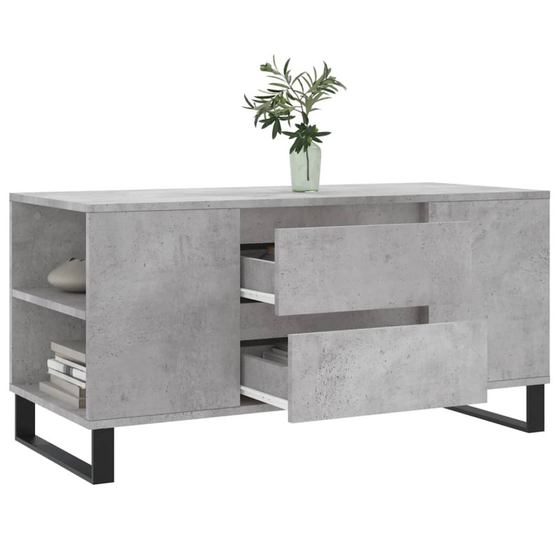 Mikalai Sled Coffee Table with Storage, Concrete Grey