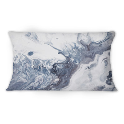 Blue Gray And White Liquid Art Waves I -1 Modern Printed Throw Pillow