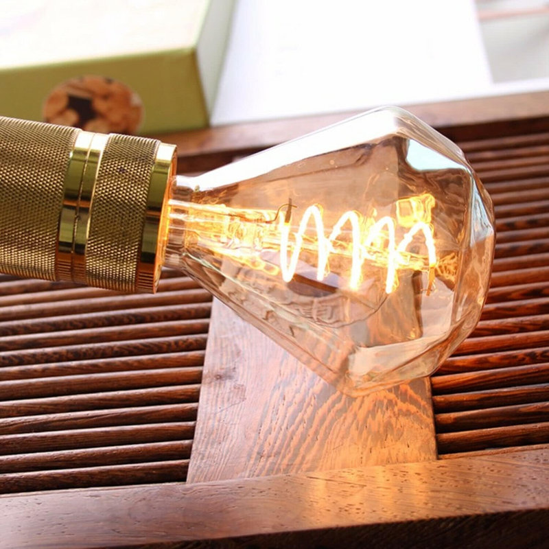Vintage LED E27 Decoraive Bulb, Edison Diamond 4W, G95 Spiral LED Filament Screw Non-Dimmable, Amber Glass Warm White 2700K Lighting Bulb, Pack of 10
