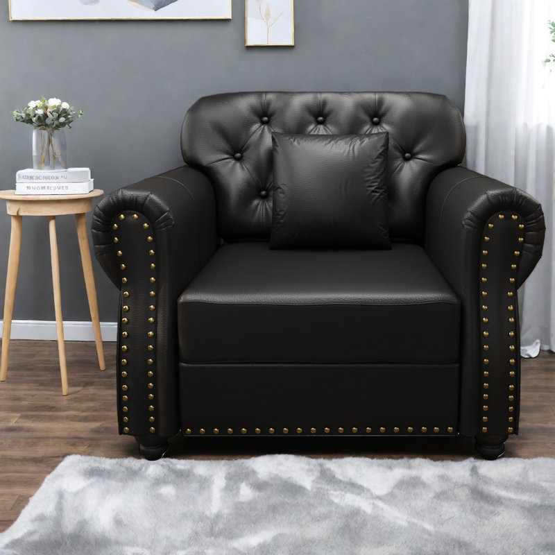 Canapés confortables en similicuir de style moderne Chesterfield de 41,3 pouces pour la maison