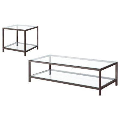 Natasha Black Nickel 2-piece Coffee Table Set