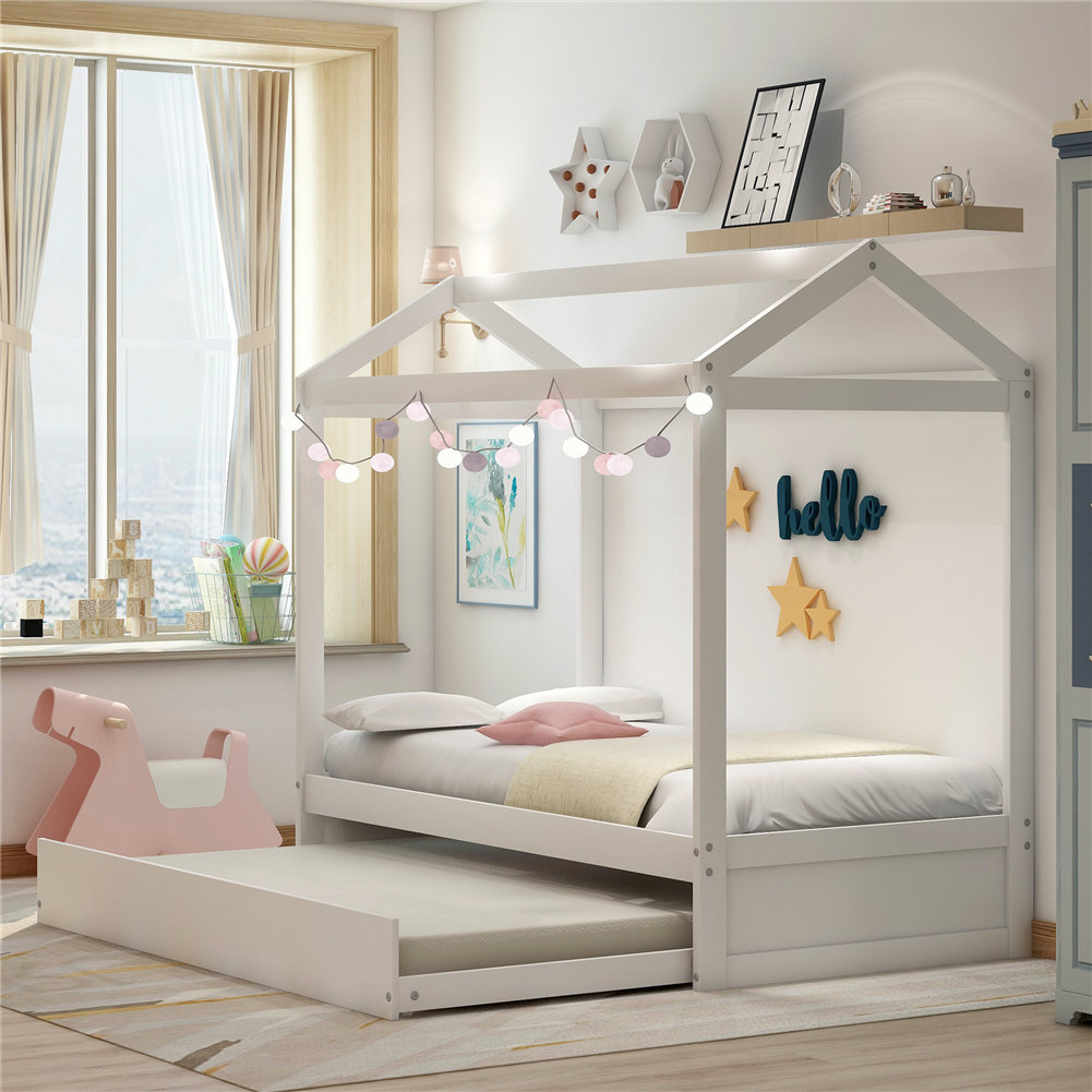 Viv + Rae™ Abordale Twin Solid Wood Canopy Bed with Trundle by Viv ...