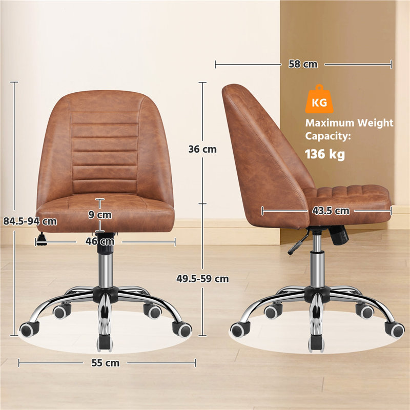 Modern Office Chair with Silver Chrome Base, Retro Brown
