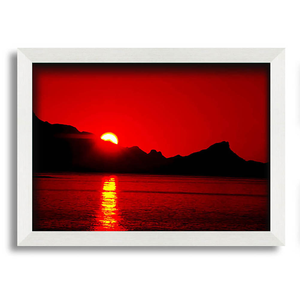 Vibrant Red Ocean Sunset Gerahmter Druck Wandkunst