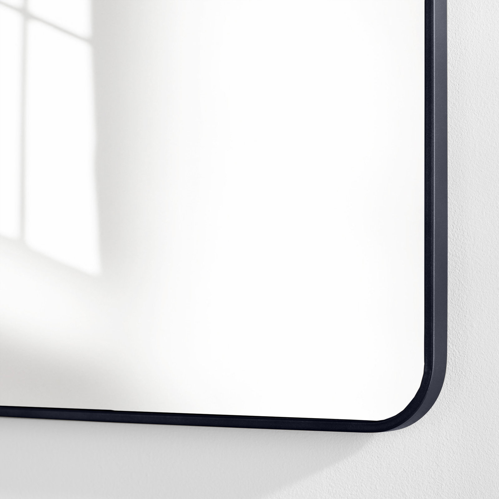 Sabine Metal Rounded Rectangle Wall Mirror, Black, 36" x 22"