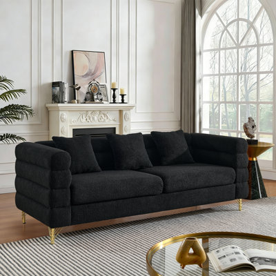Oversized Seater Sectional Sofa Couch, Modern Teddy Deep Couch with Pillows for Living Room, Bedroom, Apartment