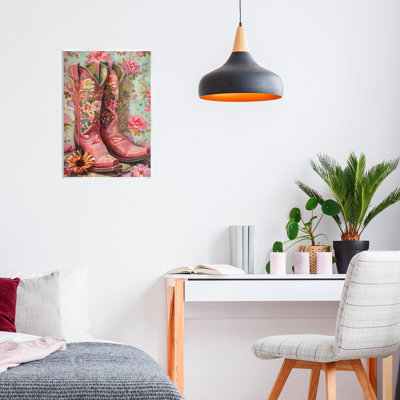 Plaque murale rose avec bottes roses, design par LSR Design Studio