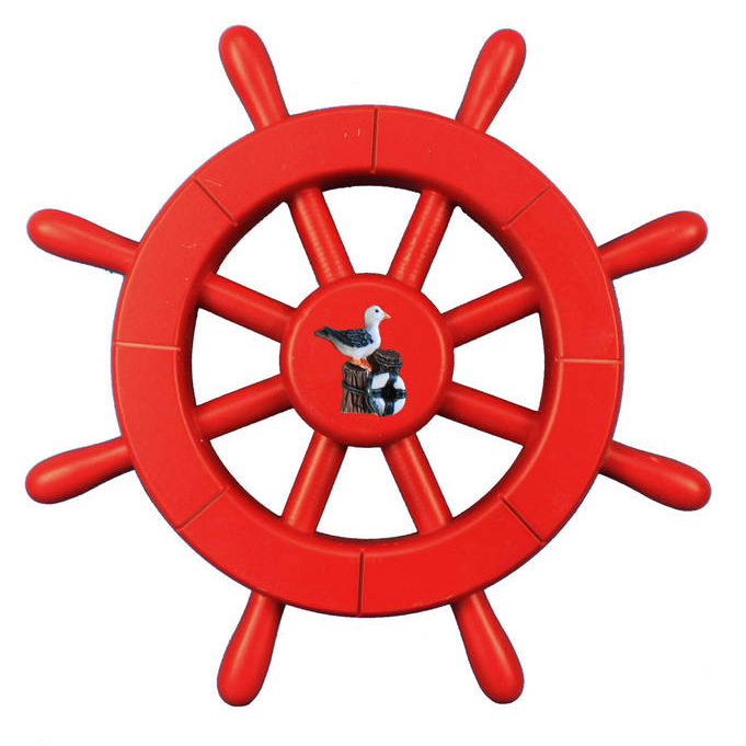 Handmade Nautical Wall Decor on Wood, Red