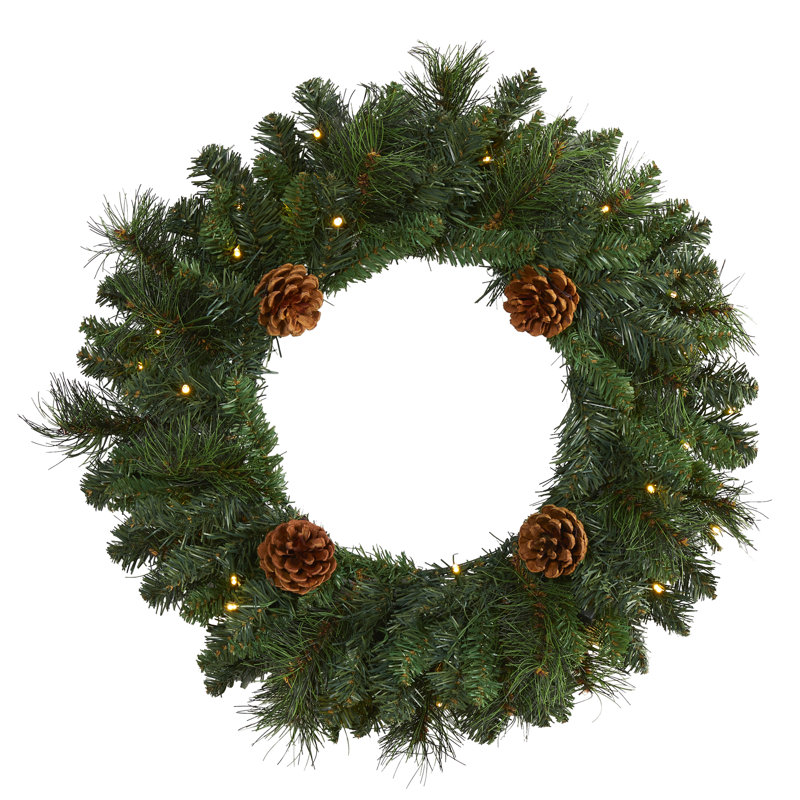 Faux Lighted Pine 20'' Wreath