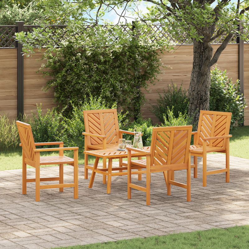 Ensemble de salon de jardin vidaXL 5 pièces en bois d'acacia massif brun