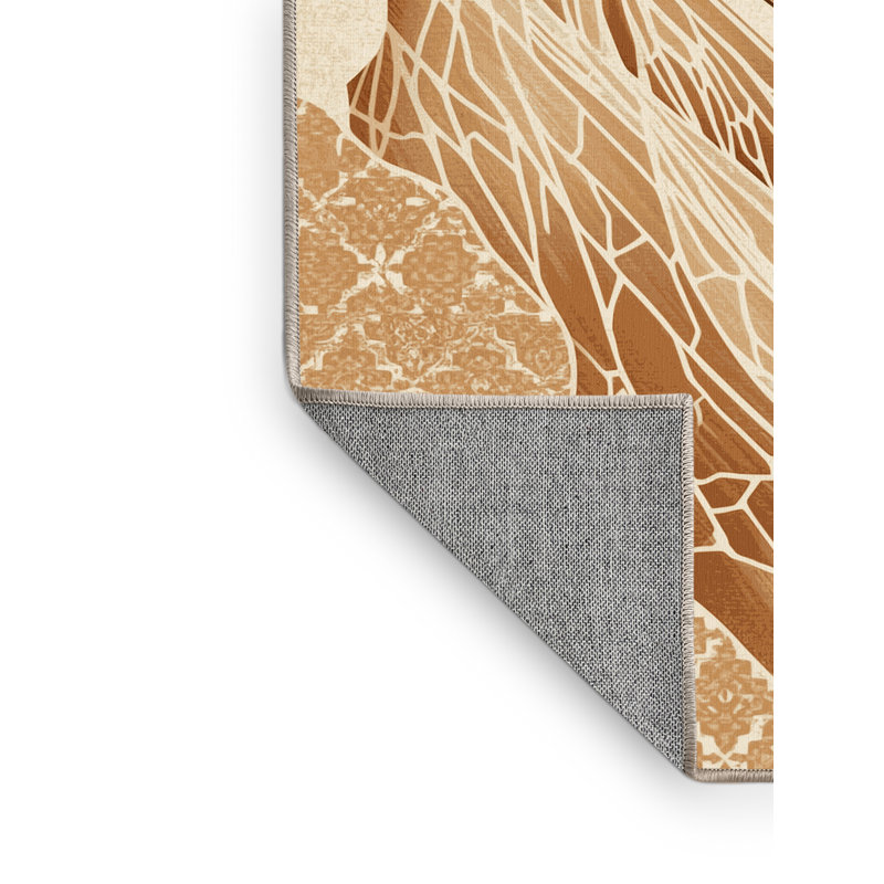 Machine Washable Orionna Global Inspired Moroccan Rug in Beige – Beige Binding, 6' Round