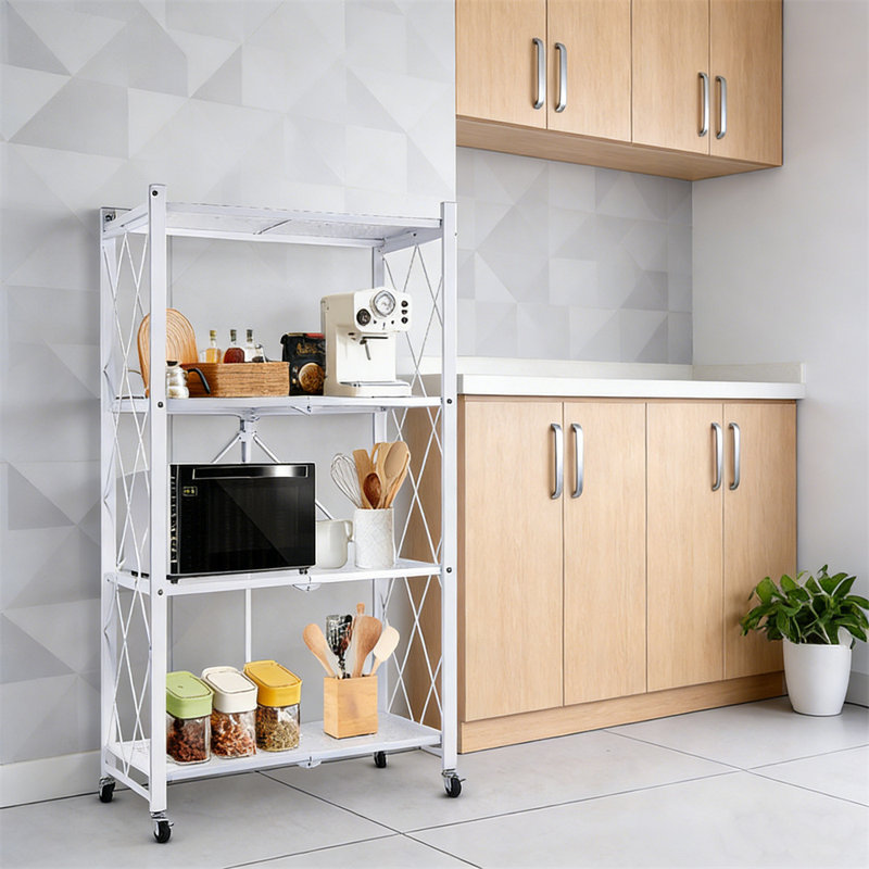 4 Tier Folding Shelf with Wheels