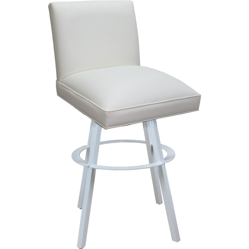 Tabouret de bar pivotant en métal avec structure en métal, Blanc, Blanc, Bar Stool (34" Seat Height)