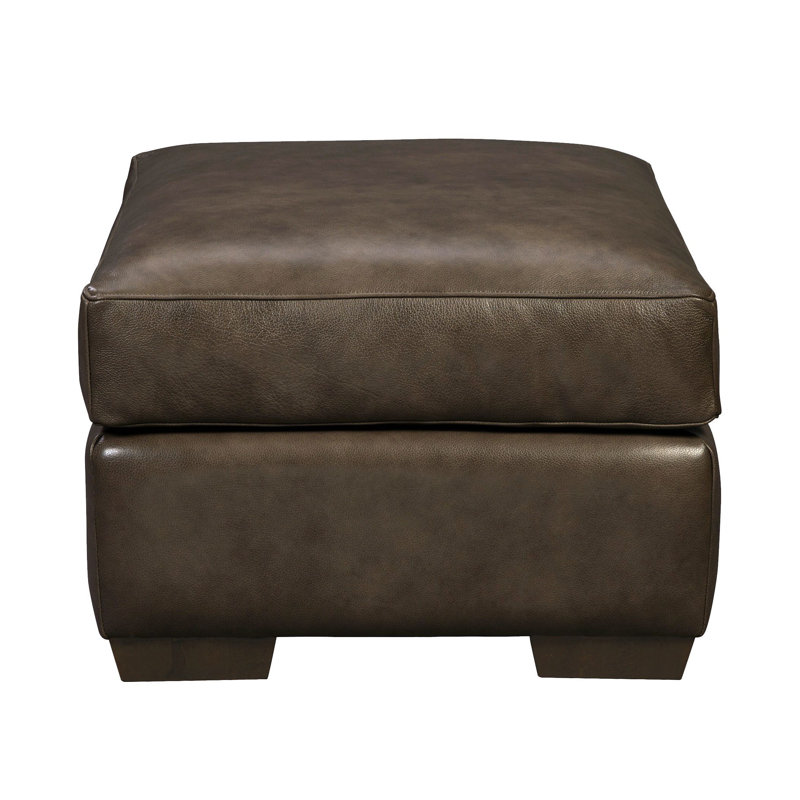 Mikyah Upholstered Ottoman, Brown Genuine Leather