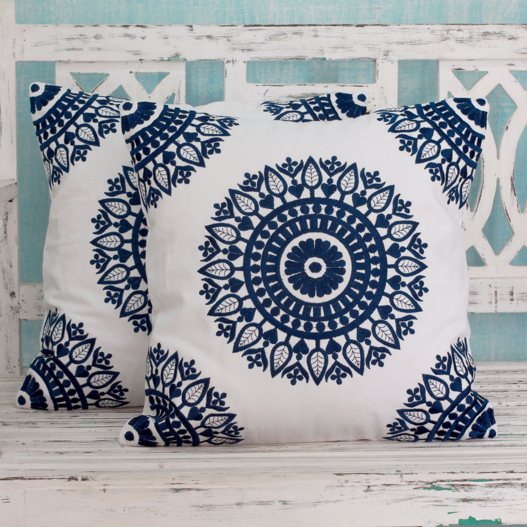 Asha Prabha Indian Embroidered Pillow Cover (Set of 2) Novica