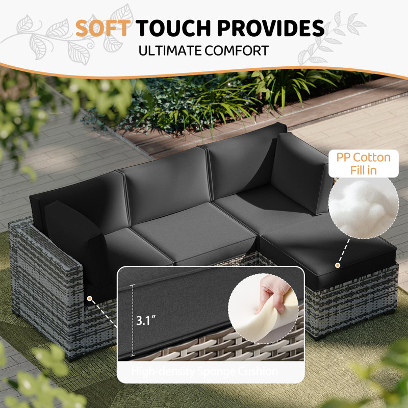 Ensemble de 9 coussins d'extérieur, housse de coussin de groupe de sièges épais de 4 po, remplacement de coussin de patio hydrofuge