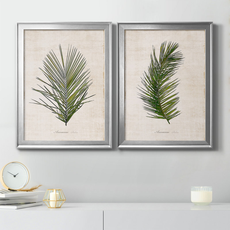 Palm Botanical I - ensemble de 2 photographies sur toile, Toile encadrée, H 18,5 po x l 49 po, Argent argent