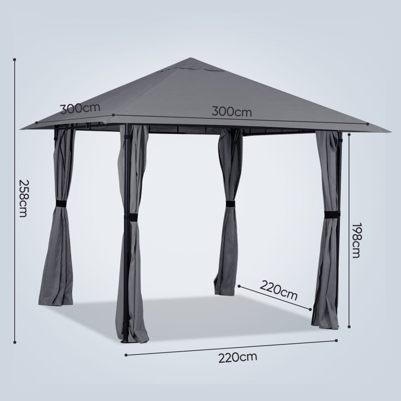 Asheka 3m x 3m Metal Party Tent, Grey