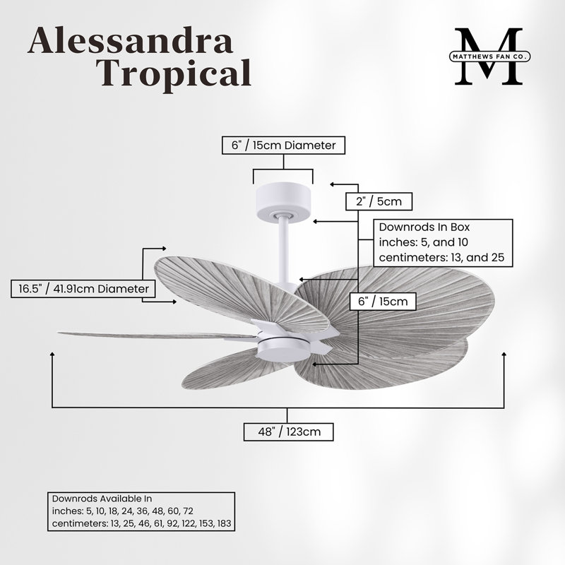 Alessandra - Five Blade Ceiling Fan, Barn Wood Tone, Matte White