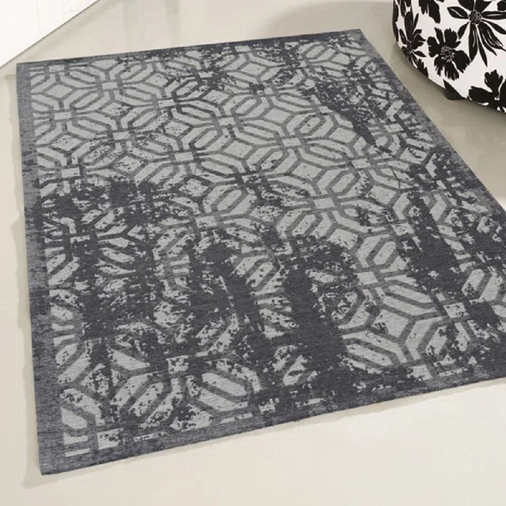 Carina Washable Rugs Geometric Design in Black