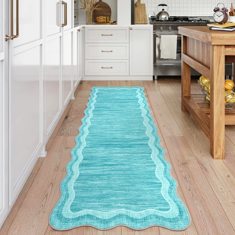 Bordered Design Machine Washable Rug with Rubber Backing for Living Room Modern Non-Slip Dining Room Rug Easy-Cleaning Floor Carpet for Bedroom