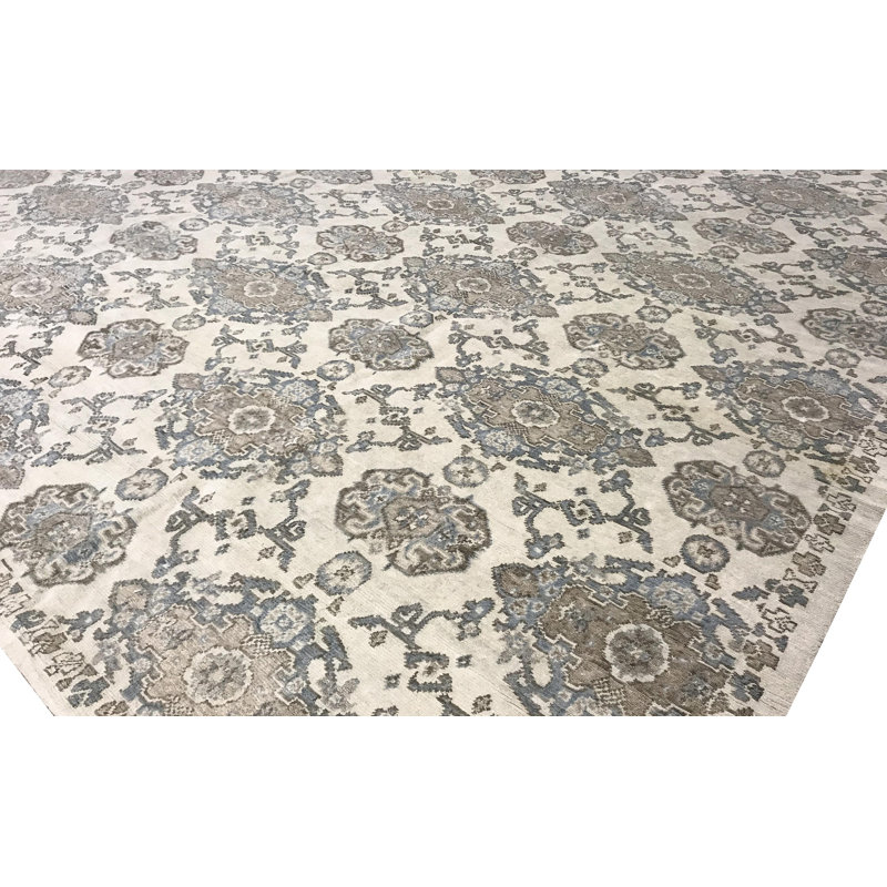 Tapis beige noué à la main de haute qualité