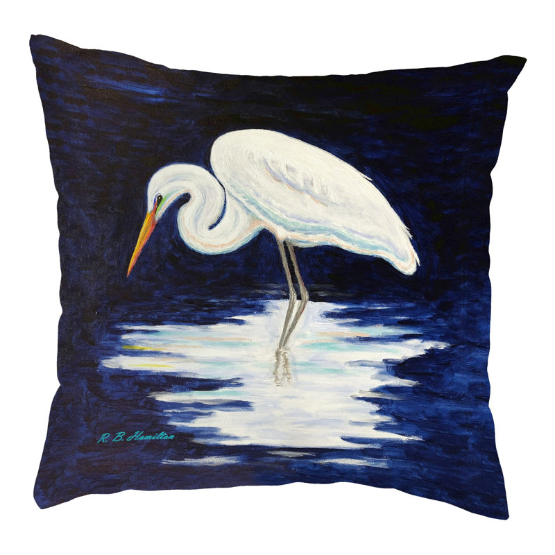 Oreiller intérieur / extérieur Reflecting Egret, 18 po x 18 po