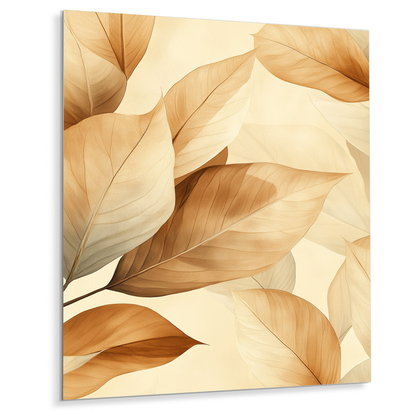 «Autumn Layers Of Leaves I», art mural en métal feuillage brun, feuilles, L 30 po x H 40 po