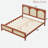 Wood Platform Bed With Rattan Headboard-665575502-665575497