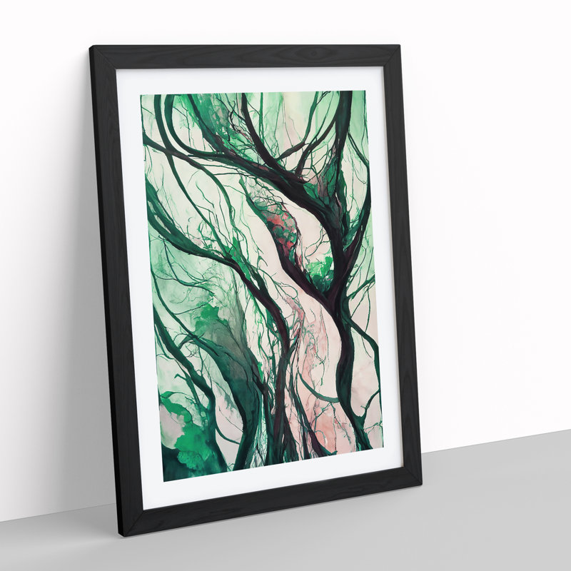 The Abstract Trees No.1 - Print, White, Black Framed Paper, 36cm H x 27cm W