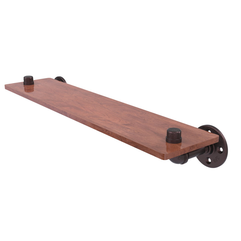 Bayer Solid Wood Industrial Pipe Shelves, Antique Bronze, 6.5" H x 22" W x 5.6" D