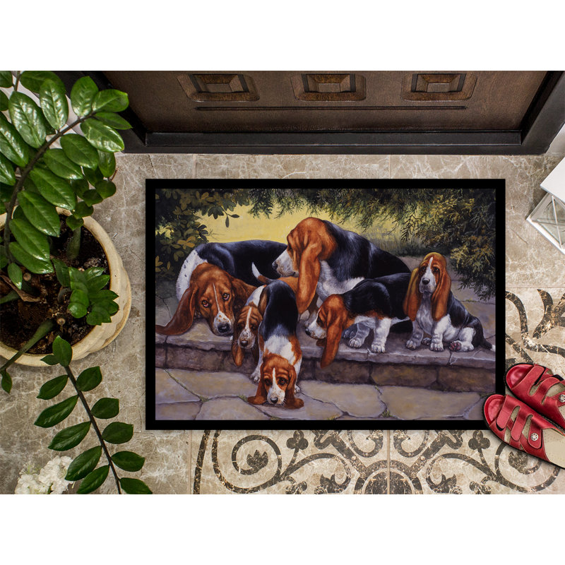 Paillasson de Basset Hound, Momma et Daddy, Rectangle 1 pi 6 po x 2 pi 3 po