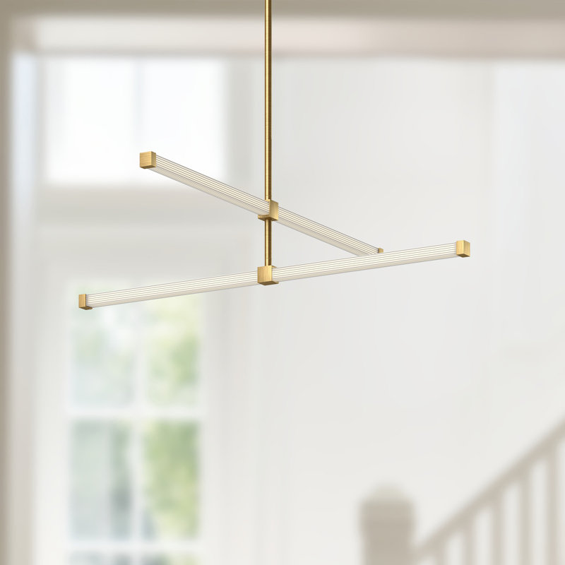 Blade 2 - Light Dimmable LED Sputnik Modern Linear Chandelier, Brushed Gold