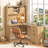 Farmhouse 68" L Shaped Fluted Desk With Hutch