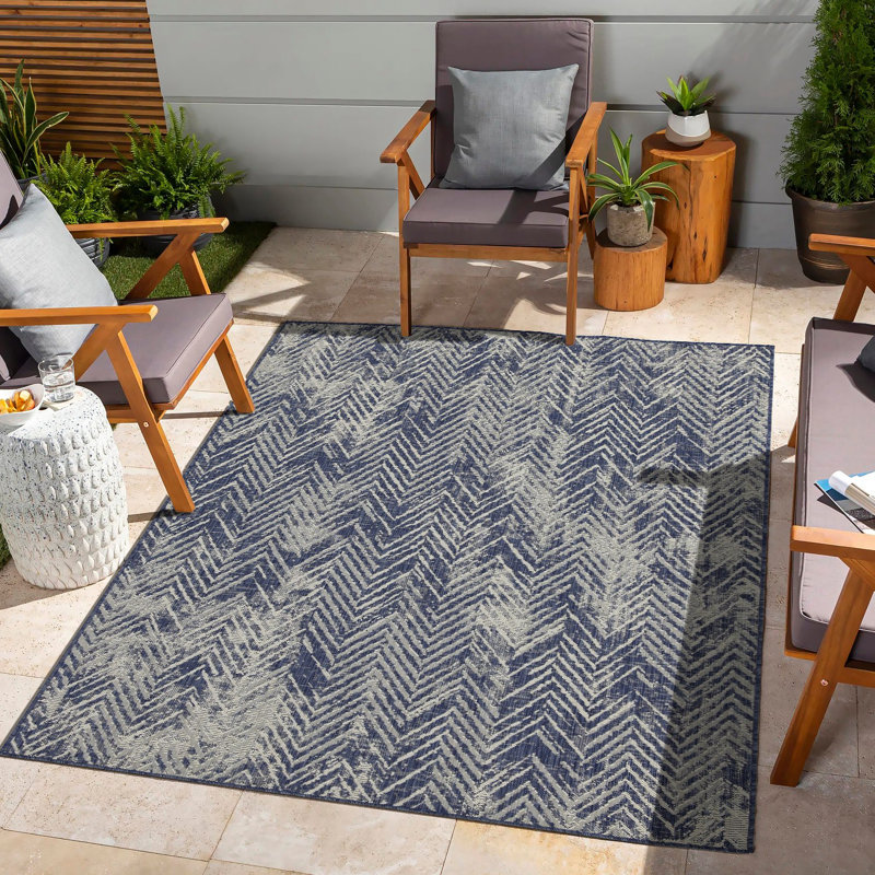 Sunshine Indoor/Outdoor Area Rug, Blue, Rectangle 7'10" x 10'3"