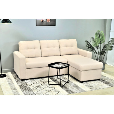 Canapé-lit modulaire en L beige, 3 canapés-lits confortables convertibles, pour 3 sièges