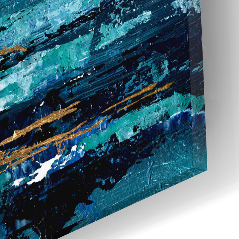 Art mural en verre épique «Blue Sunset» par Svetlana Aleynikova, 16 po x 12 po