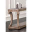Table de canapé avec tablette ouverte et pieds à volutes, console traditionnelle en bois massif au fini chêne pour le salon