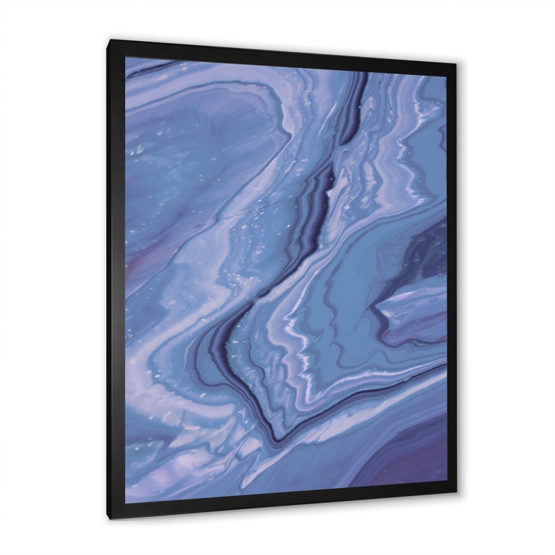 Marbre mauve luxueux, art fluide - œuvre d'art moderne sur toile, Cadre photo noir, H 20 po x l 12 po x P 1 po